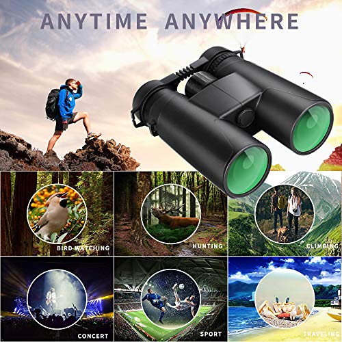 ToyerBee Binoculars, 12X42 HD Roof Prism Folding Binoculars for Adults&Kids, Waterproof Binocular Weak Light Night Vision for Bird Watching Concert Traveling and Sightseeing with Smartphone Adapter