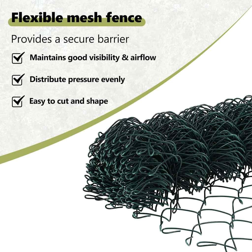 vidaXL Cerca de eslabones de Cadena con Base de concreto 1,5 x 25 m, Jardín y terraza, Postes de Acero Modernos, Cerca Resistente al Clima, protección UV, divisores para tu Paisaje