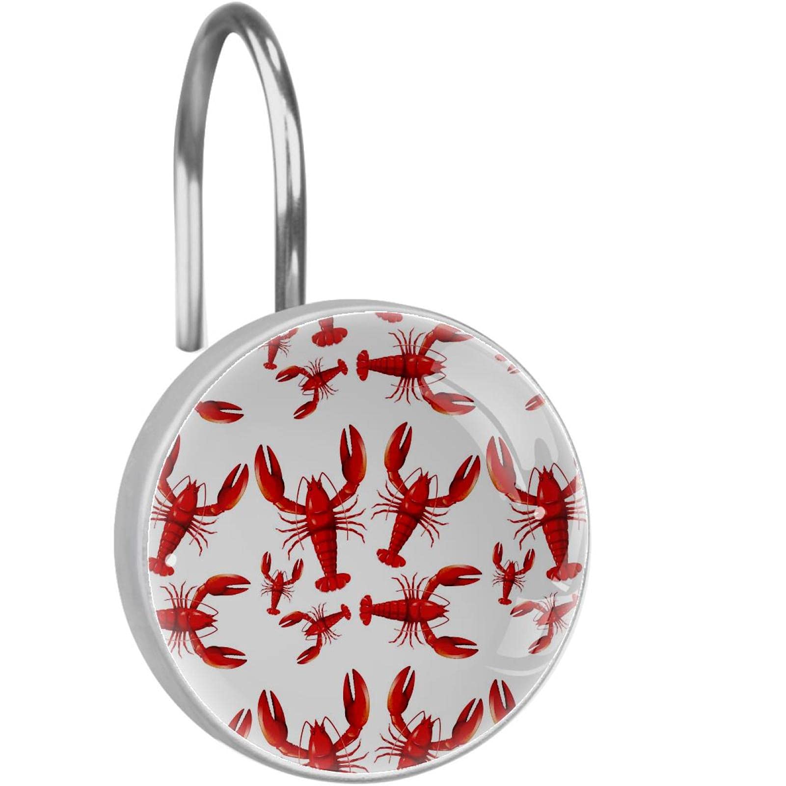 Crochets pour rideau de douche homard rouge pour décorer une salle de bain marine