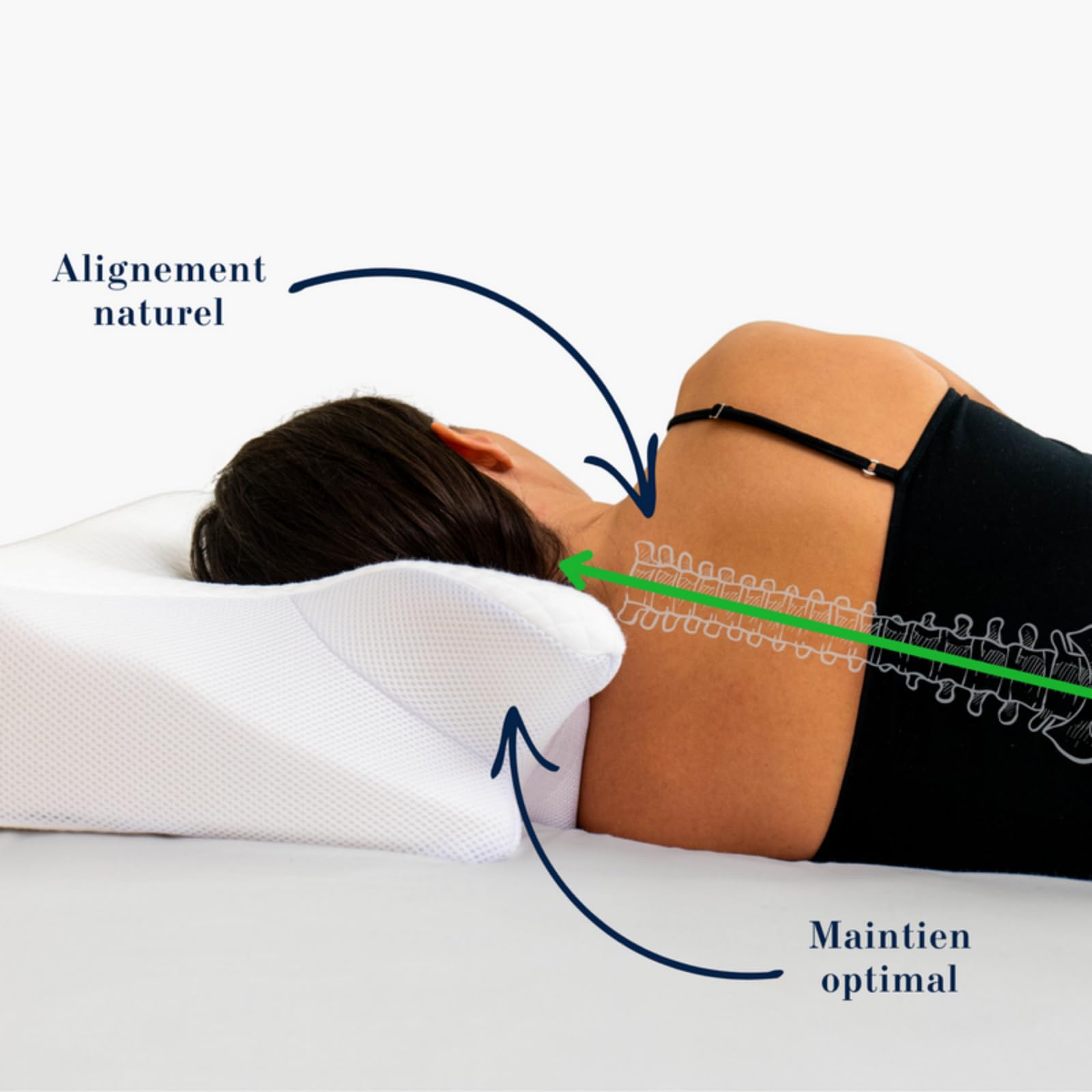 Novéa - Soulagement Cervical，Oreiller en Mousse à mémoire de Forme 2 en 1 Soulage l'inconfort Pendant Le Sommeil et améliore Le Confort Convient à Toutes Les Positions de Sommeil