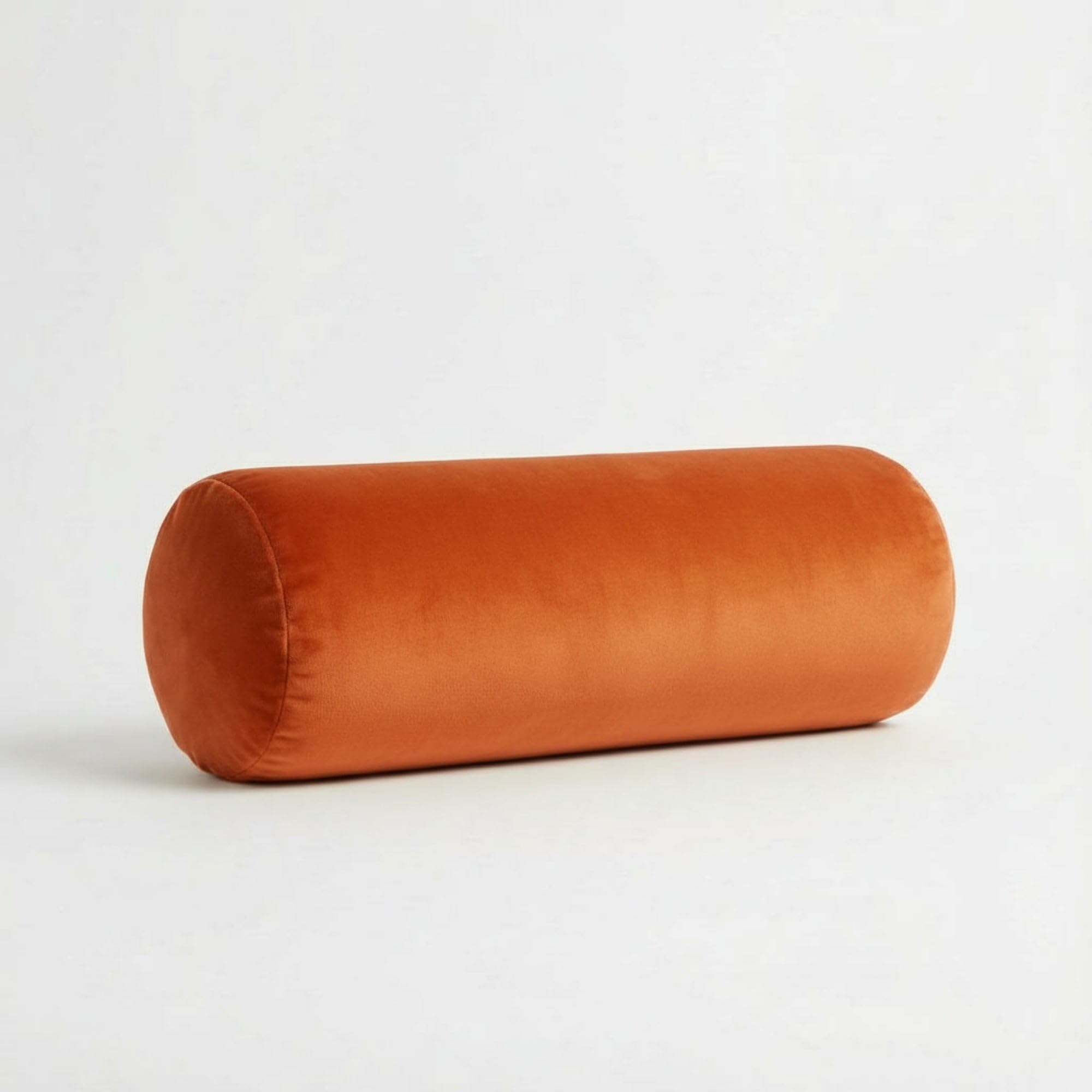 Kosiproducts Round Bolster Cushion Lumbar Support Plush Velvet Pillow Neck Relaxing Soft Virgin Hollow Fibre Filling Roll [90cmx20cm, Pumpkin]