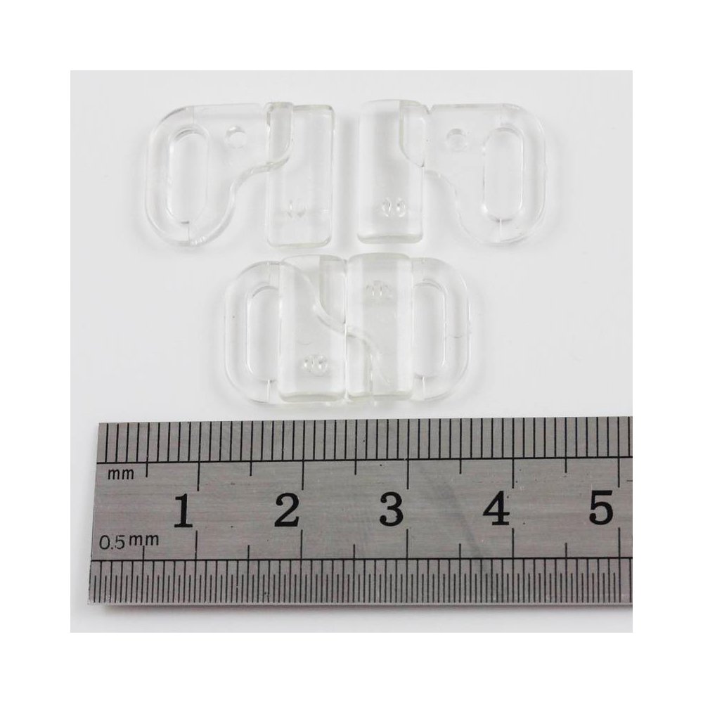 BEADS4CRAFTS 4 BIKINI CLIPS HOOK & SNAP CLASPS 24x15mm FIT 8mm STRAP BRA FASTENER SWIMWEAR (Clear H1787)