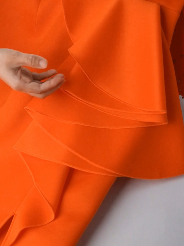 Amazon.com: ONTINVA Luxury Beading Dresses for Women V Neck Ruffles Cape  Sleeve Long Orange Dress Wedding Guest Gowns (Orange,S,Small) : Clothing,  Shoes & Jewelry