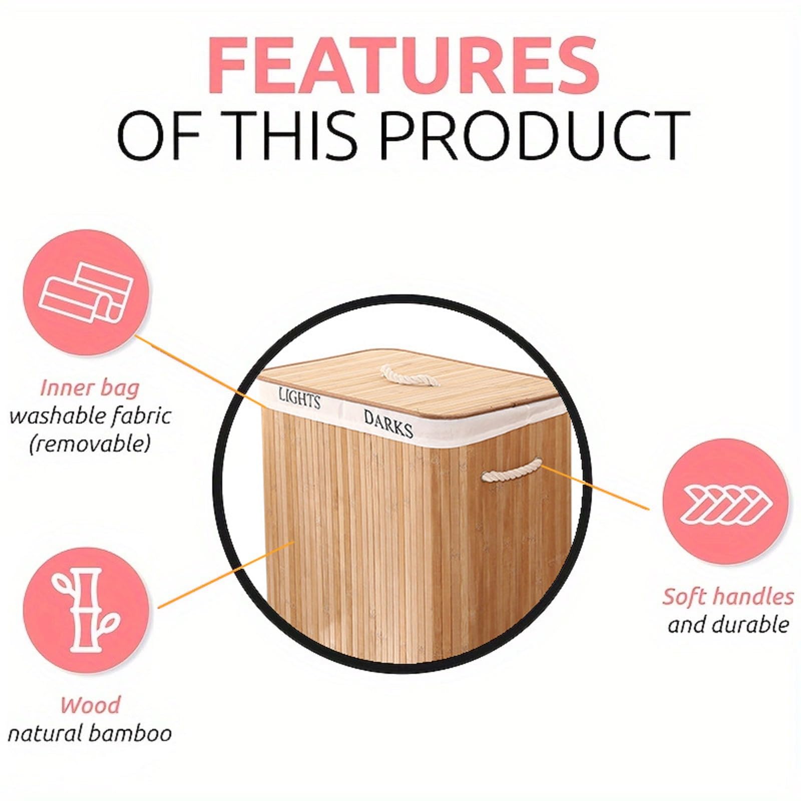 Goodpick Laundry Basket With Lid, Clothes Hamper For Bedroom, Tall Storage Basket