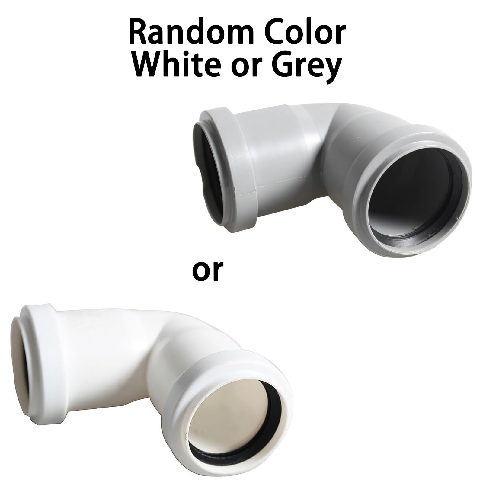 2PCS Waste Pipe 90 Degree Bend, 40mm Waste Compression 90 Degree Bend, Random Color (White or Gray) for Sink Drain, Elbow - Image 2