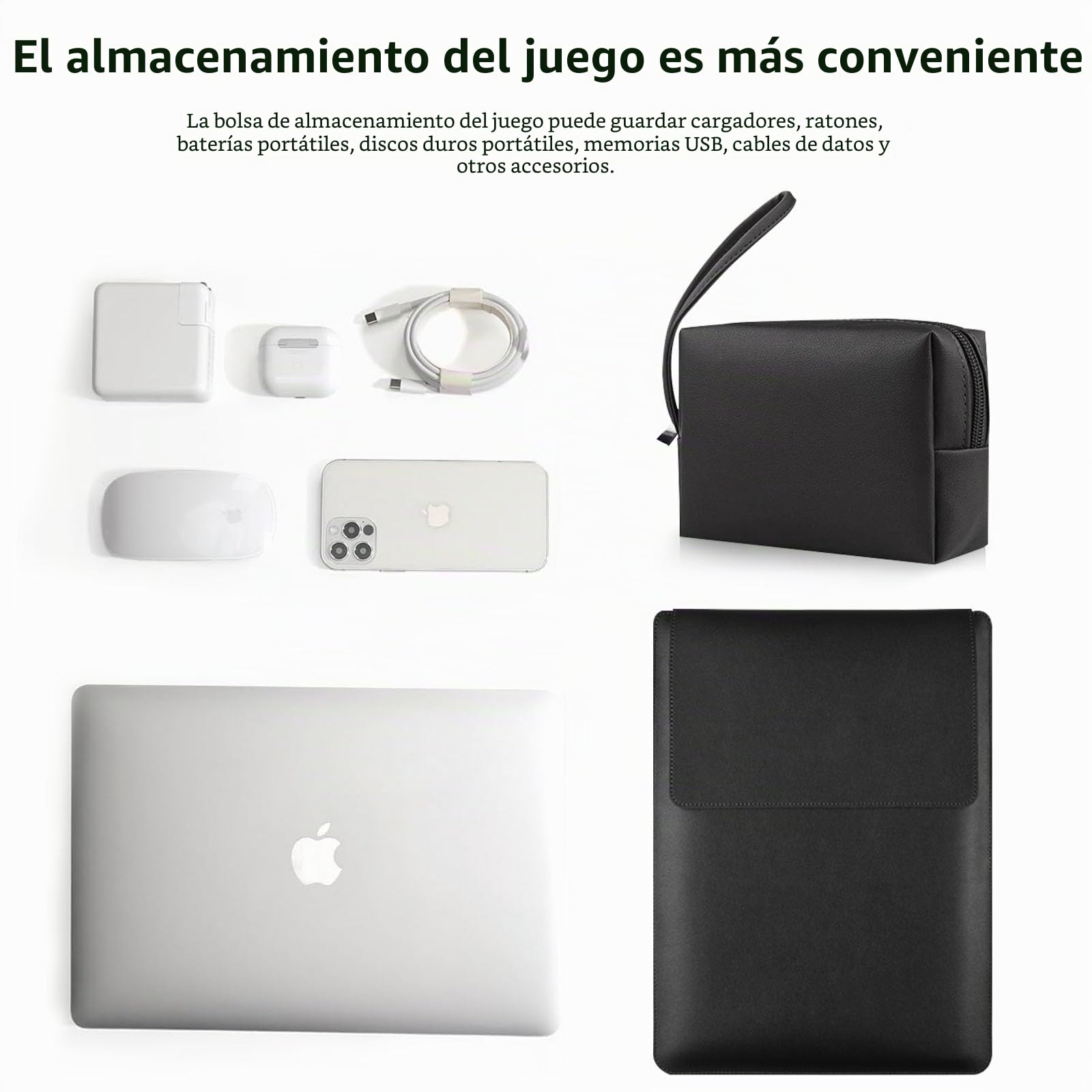 HaruYo 15-16" Funda para Ordenador portátil con Soporte Fuente para Ordenador portátil, de Piel sintética para MacBook Air/MacBook Pro/Surface DELL Lenovo HP ASUS Acer PC (15-16 Pulgadas | Negro)