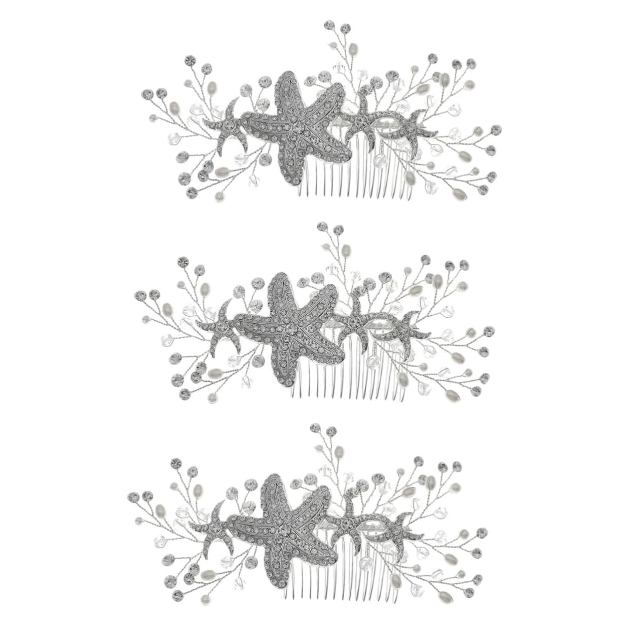 DOITOOL 3 Pz Pettine laterale di stelle marine tiara pettine per da sposa pettini per per matrimonio coreano accessori per parrucca copricapo damigella d'onore lega