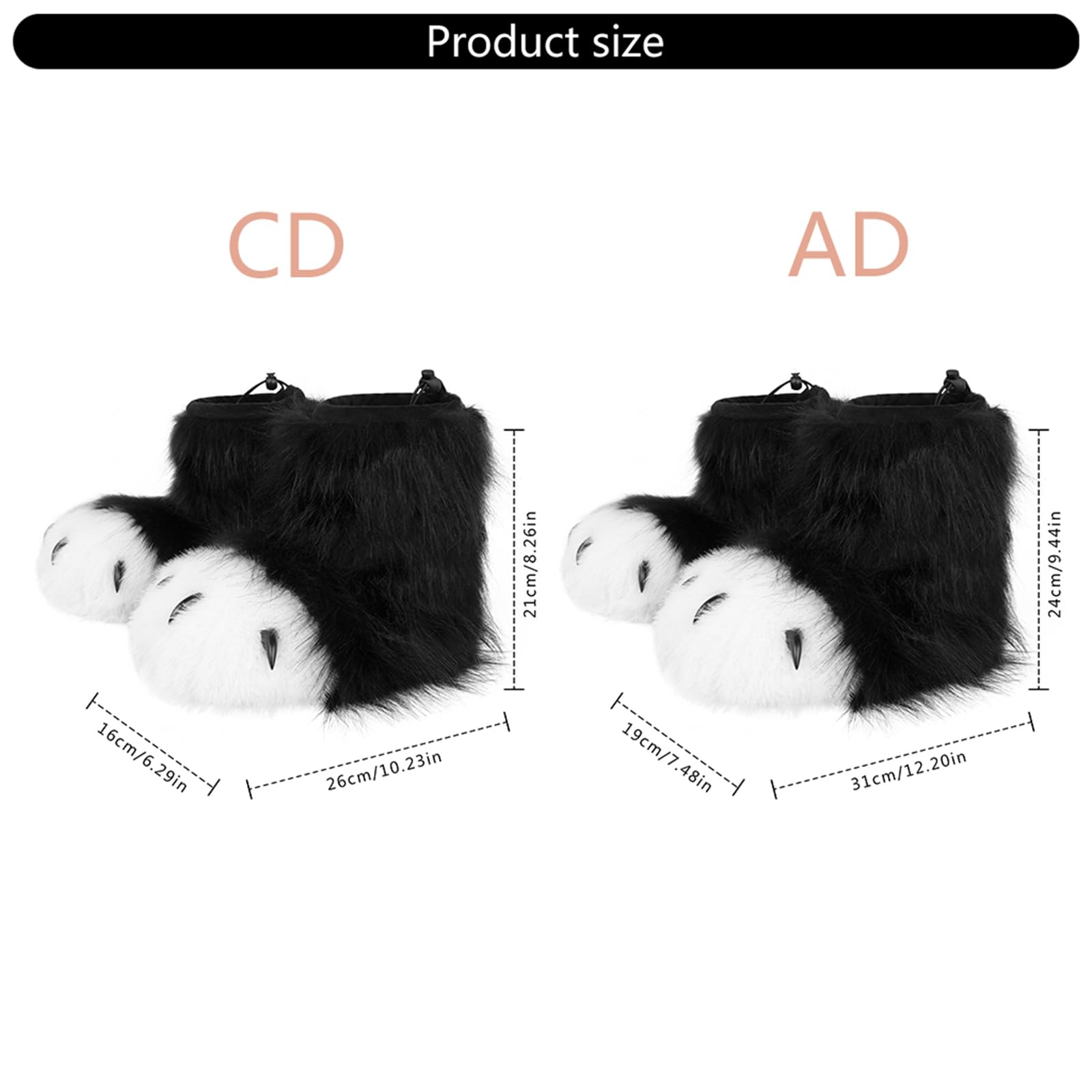 1 paio di pantofole pelose per Halloween, per cosplay, adulti, bambini, accessori per feste, gatti, lupo, cane, volpi, pelliccia, piedi, zampe, artiglio
