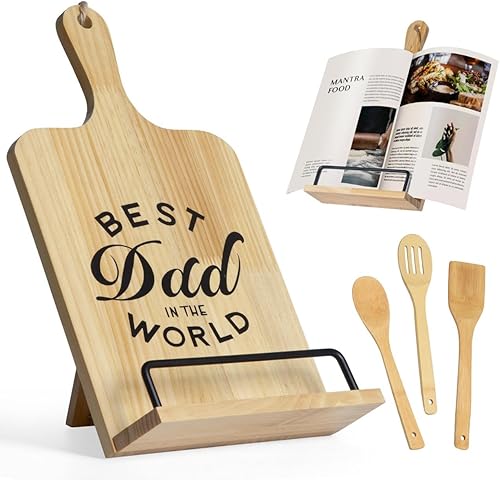 Regalos para papá, soporte de madera para libros de cocina, regalos para el día del padre de hija o hijo, regalos para papá en cumpleaños, mejor