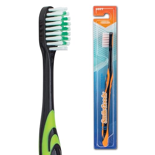 SmileGoods - Cepillo de dientes A301, 30 mechones de cerdas suaves, empaquetados individualmente, colores surtidos, paquete a granel de 72