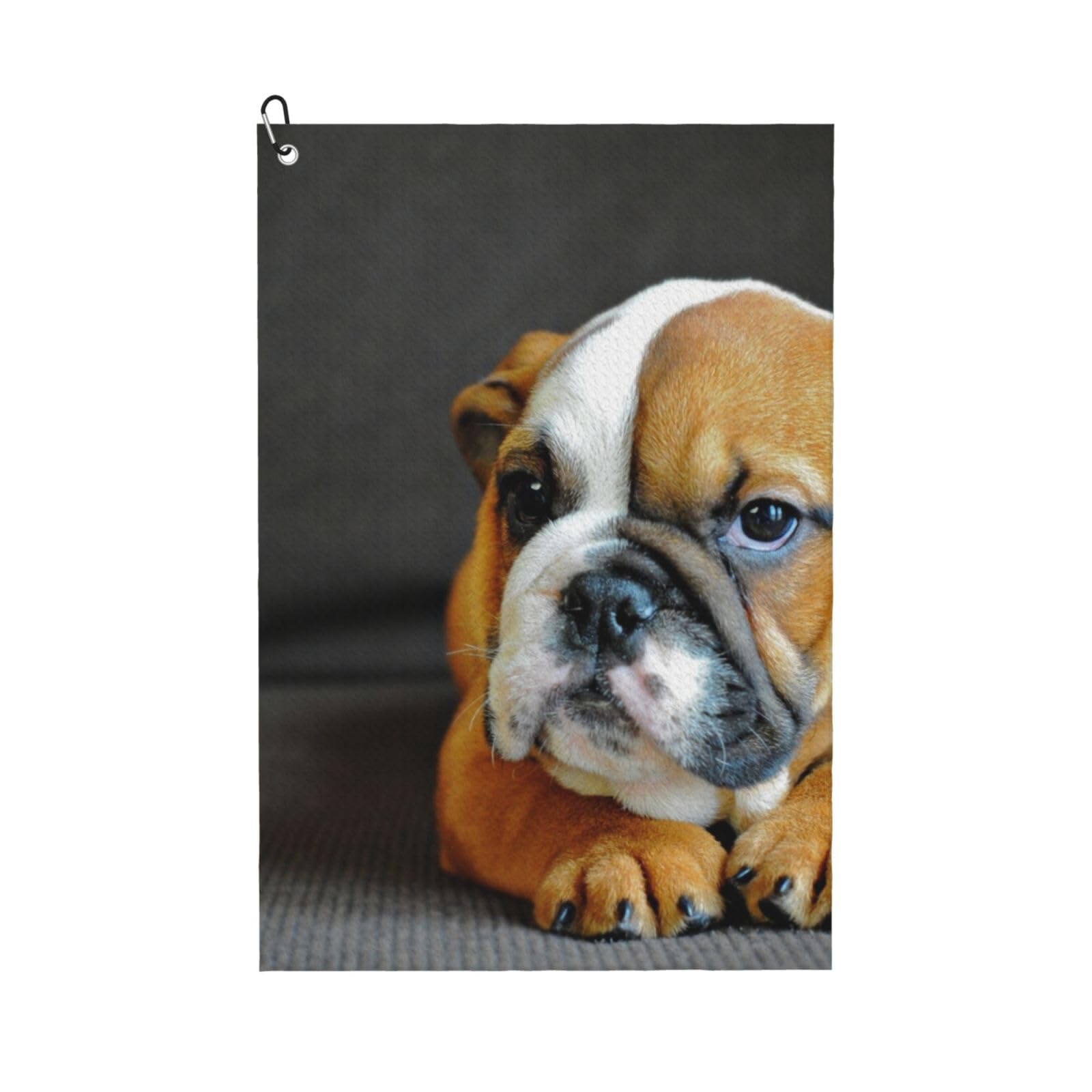 Hnnkloy Kneeling English Bulldog, 16x24 in Portable Waffle Golf Towels with Carabiner Clip for Golf Bag
