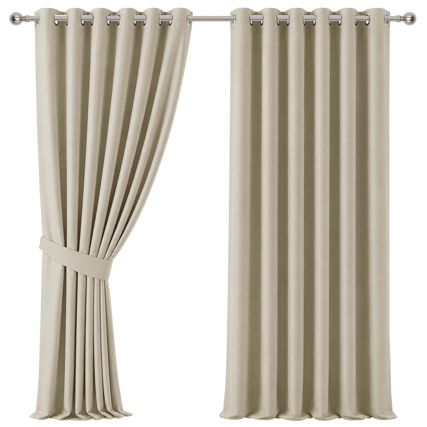 Aspire Homeware Eyelet Blackout Curtains Bedroom, Cream 46"x 90" 1 Pair