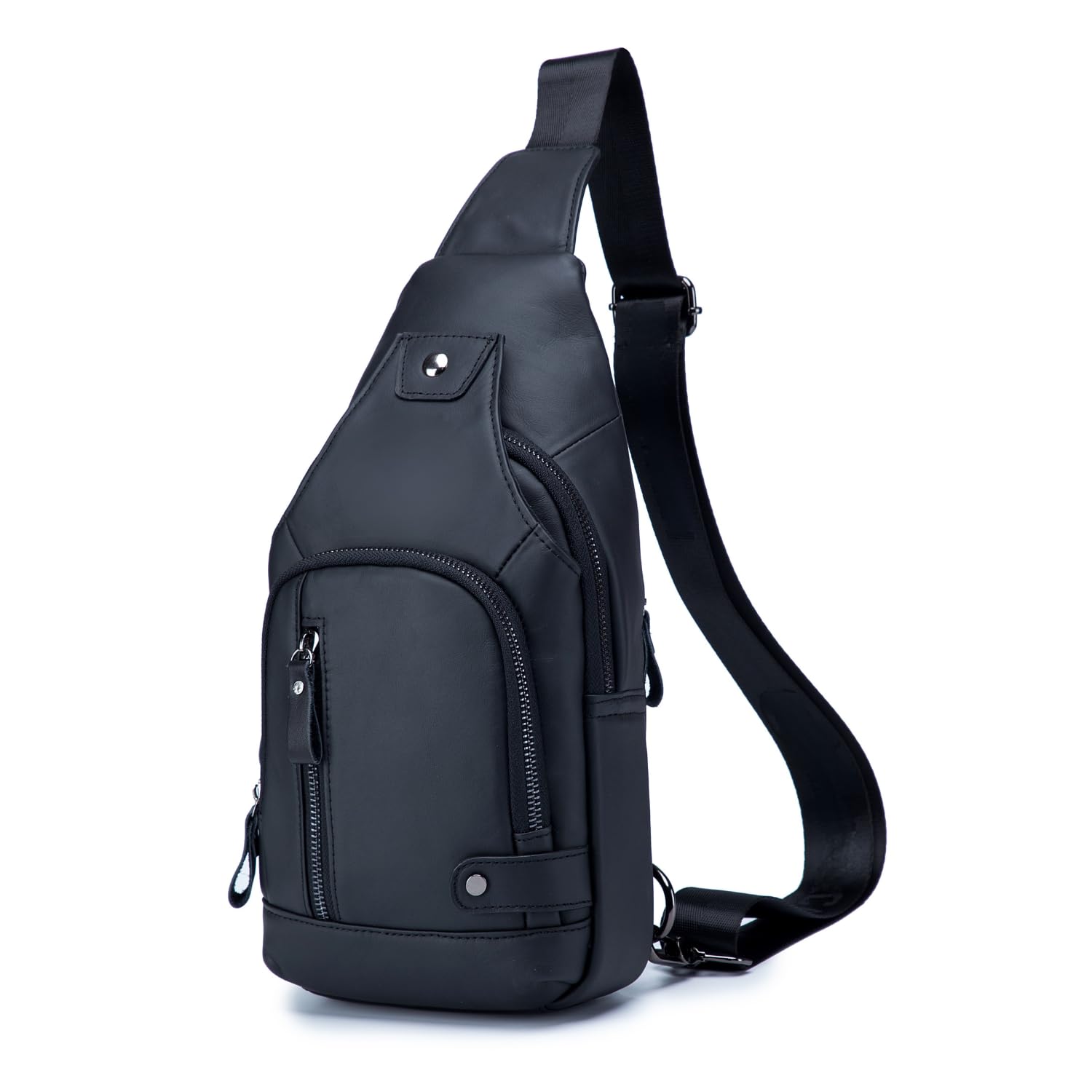 WeeDee Bandoleras Hombre Pequeña Piel Mochila de Cuero Autentico Bolsos de Hombre y Pecho Bolso Bandolera Resistentes al Agua Para Escolare Ciclismo Senderismo