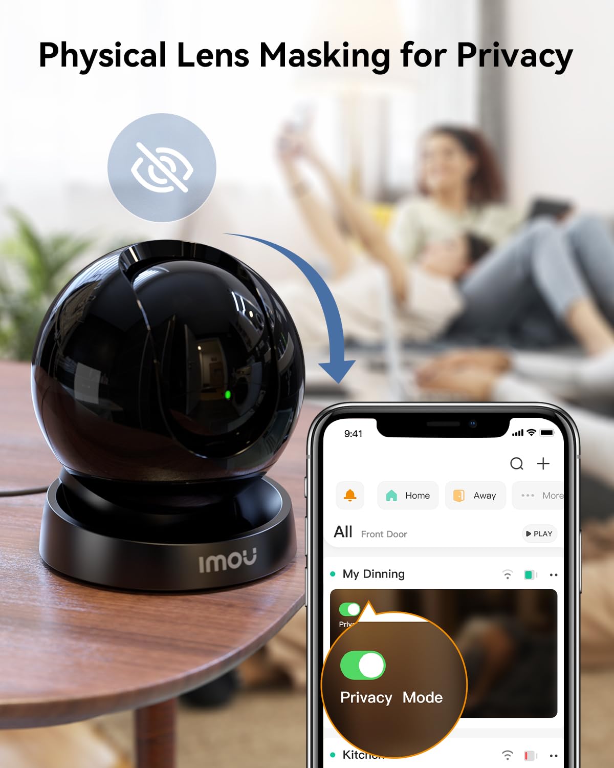 Imou 2024 4K (8MP) inomhus WiFi övervakningskamera 360 ° ansluten kamera Trådlös IP-kamera Människo-/djurdetektering AI Smart spårning Privat läge Alexa-kompatibelt tvåvägsljud för barn