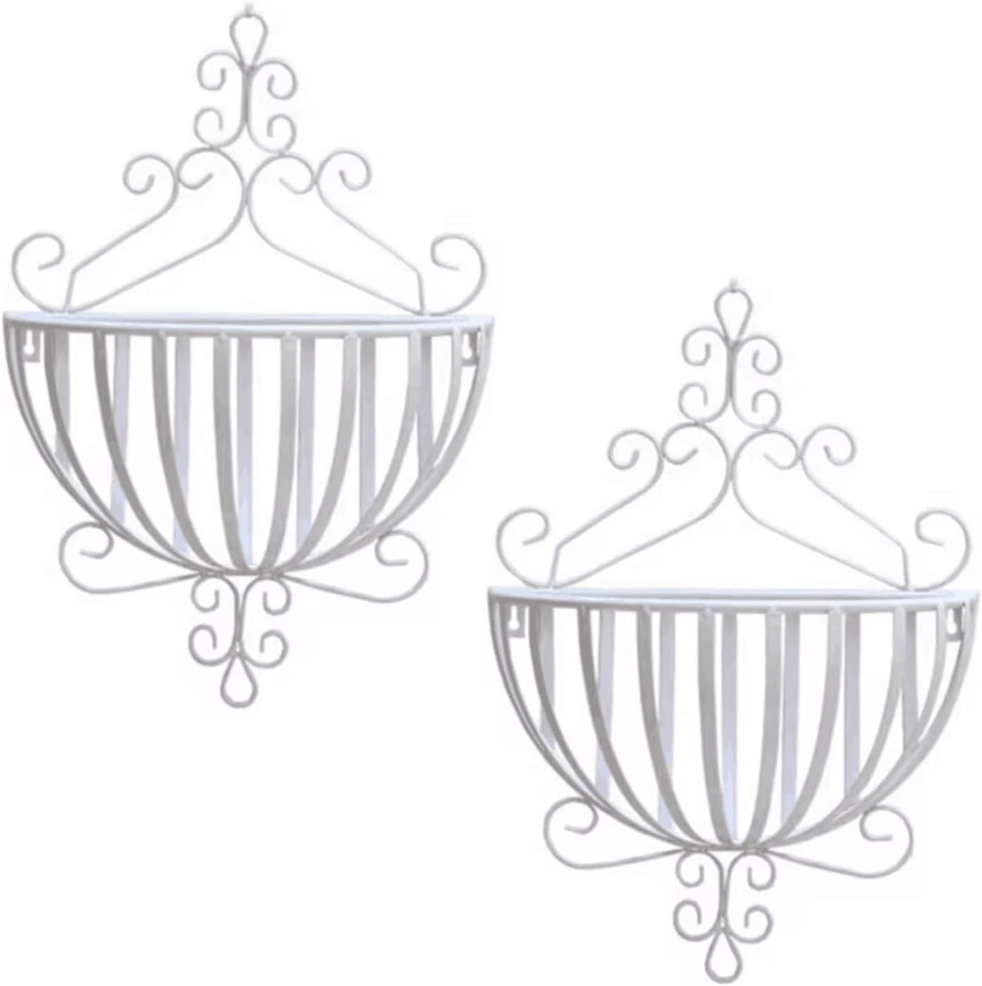 Wall Hanging Flower Stand Flower Rack Wall Planter Flowerpot Holder,Hanging Plant Basket Flower Holder Half Round Hanging Flower Baskets for Porch Balcony Fence Decor,Brass