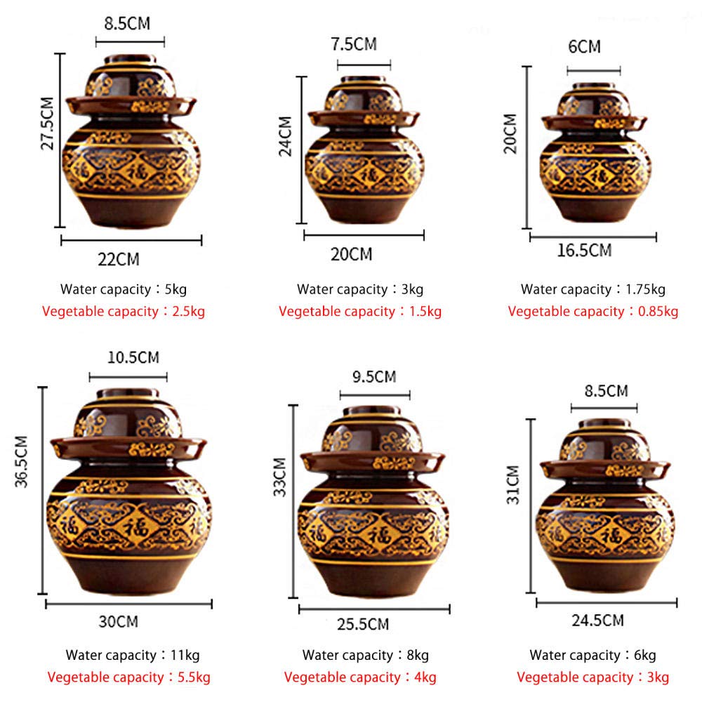 Kimchi-Pot, Gistingspot, Ingelegde pot, Kimchi-Glazen pot met Brede Mond, Voor Het Maken van Kimchi, Zuurkool, Augurken en Groenten,8kg