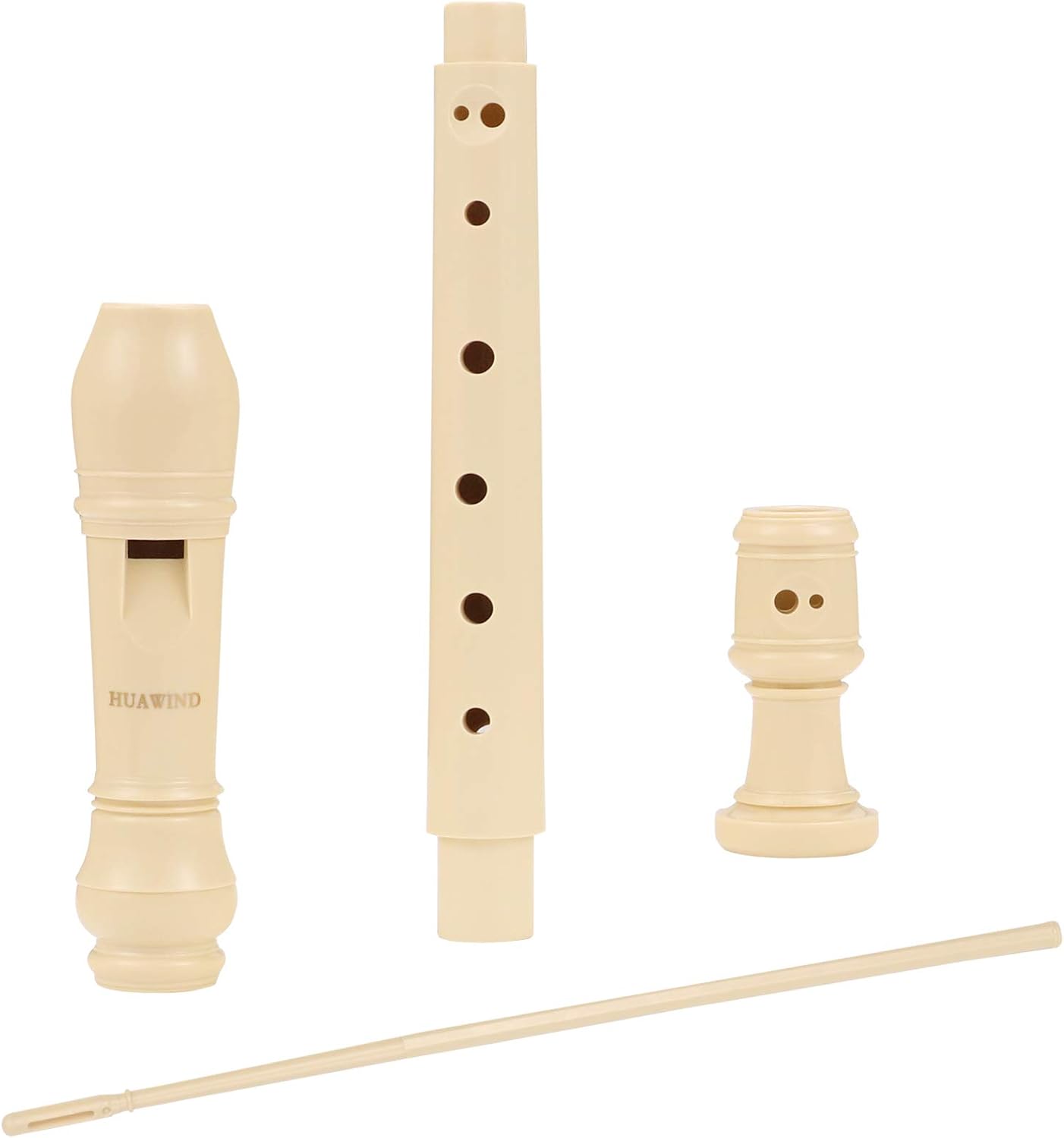HUAWIND Soprano Descant Recorder German Style Key of C 8 Hole Instrument for Kids With Cleaning Rod Carrying Bag School Student Music Instruments (2 Pack)