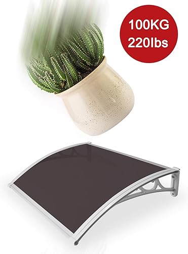 Miniatura 7 de Toldo de protección contra la lluvia y la nieve para puerta delantera, toldo para patio, porche, refugio de policarbonato marrón, cubierta de