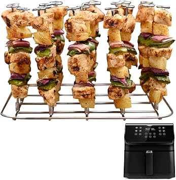 INFRAOVENS Air Fryer Rack for Cosori Pro II Air Fryer Oven Combo 5.8QT 12-in-1 Large, Stainless Steel Accessories for Max XL 5.8 quart, Airfryer Skewer Stand, Kabobs and Rib Barbecue BBQ Rack