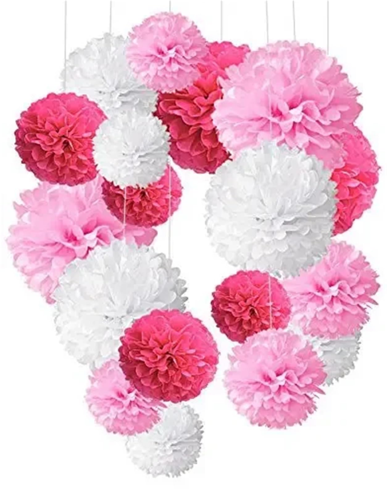 1 set/18 pezzi di pompon carta velina for Natale, Halloween, decorazione for la casa, matrimonio, festa compleanno, da appendere alla parete, palline fiori(Color 4)