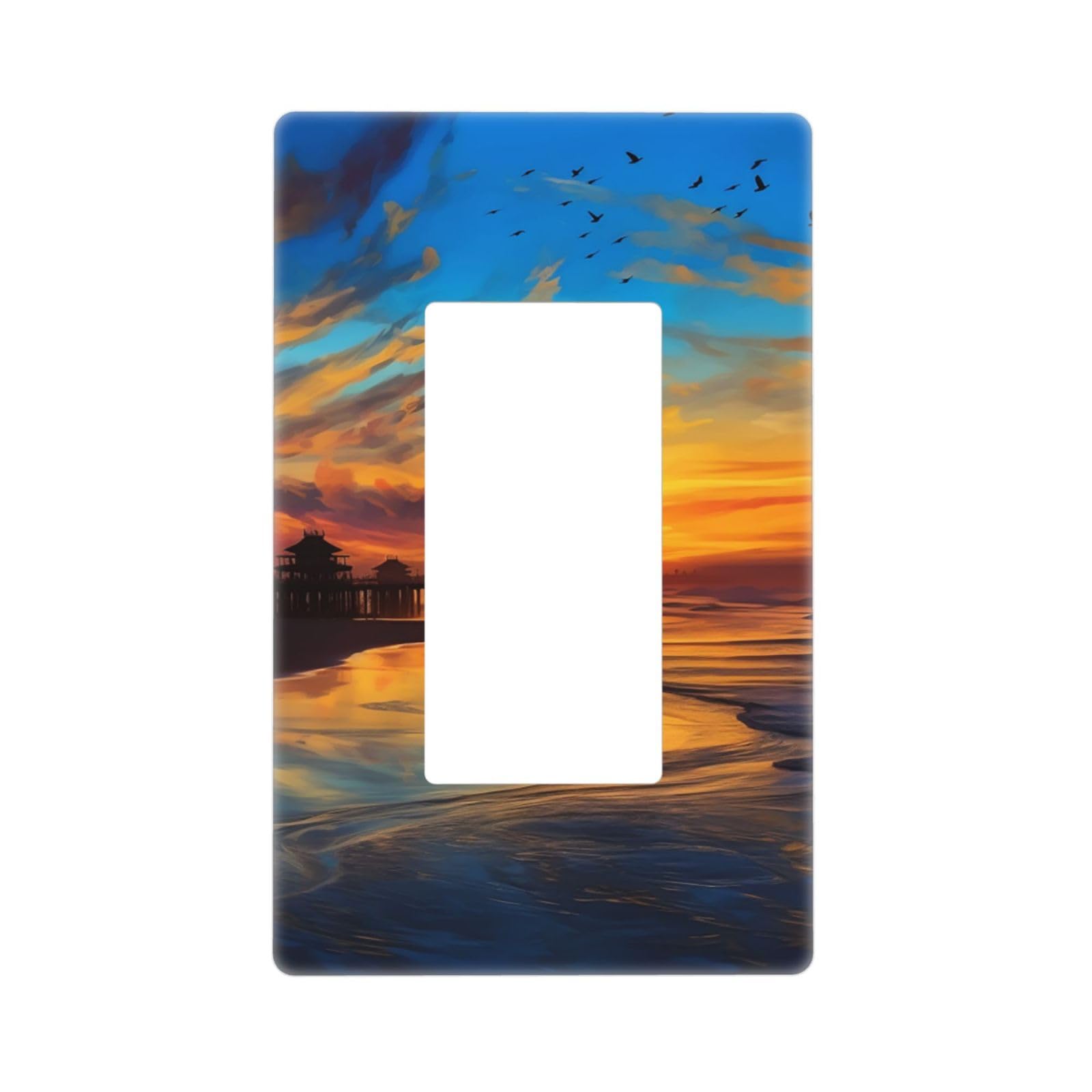 Blue Dusk Gold Sunset Wall Plate Cover 1 Gang Light Switch Cover Decorative Single Duplex Wall Plates Standard Size Decorator Blank Electrical Switch Plate Cover for Electrical Outlets