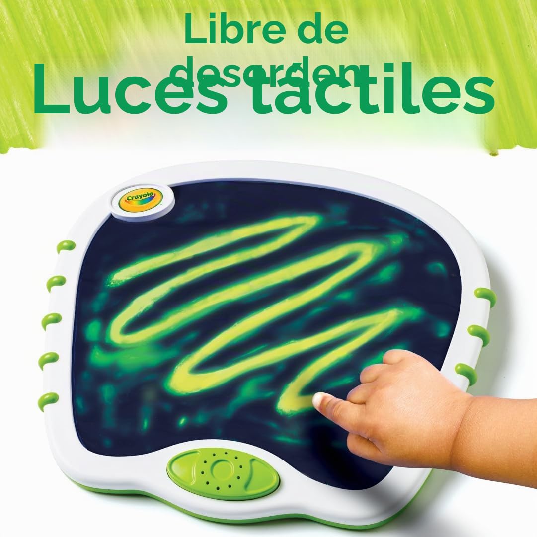 CRAYOLA Luces táctiles para niños, juguetes sensoriales musicales para niños pequeños, vacaciones, bloc de dibujo iluminado, pintura sin desorden, actividad de viaje, más de 2 años