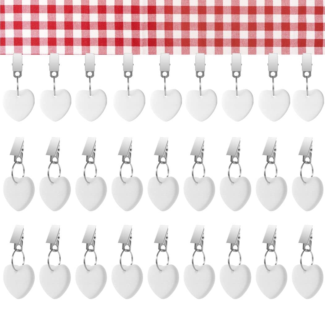 Lot de 24 poids de nappe à clipser en forme de cœur pour pique-nique et décoration de fête