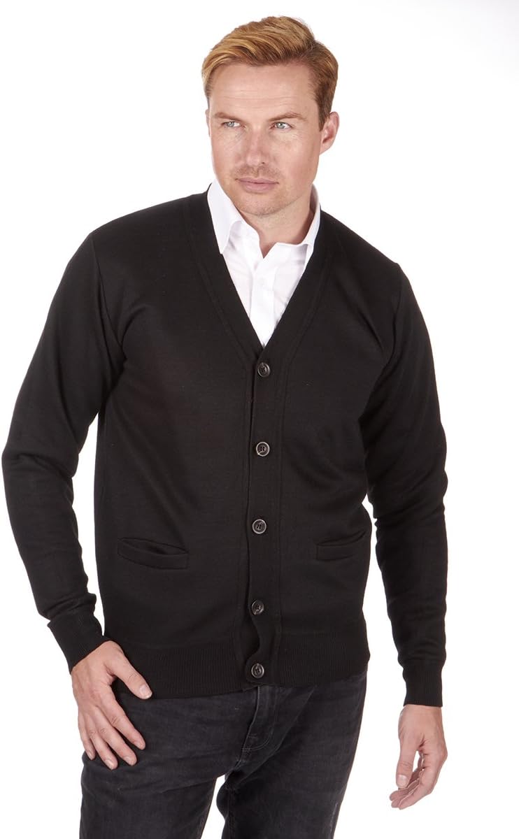 Pierre Roche - Men's Knitted V Neck Shawl Collar Buttoned Cardigan