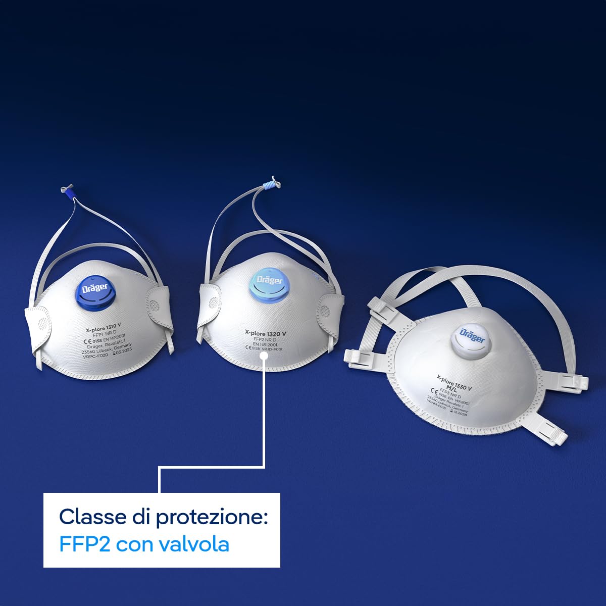 Dräger X-plore 1320V FFP2 - Maschera antipolvere usa e getta, 10 pezzi