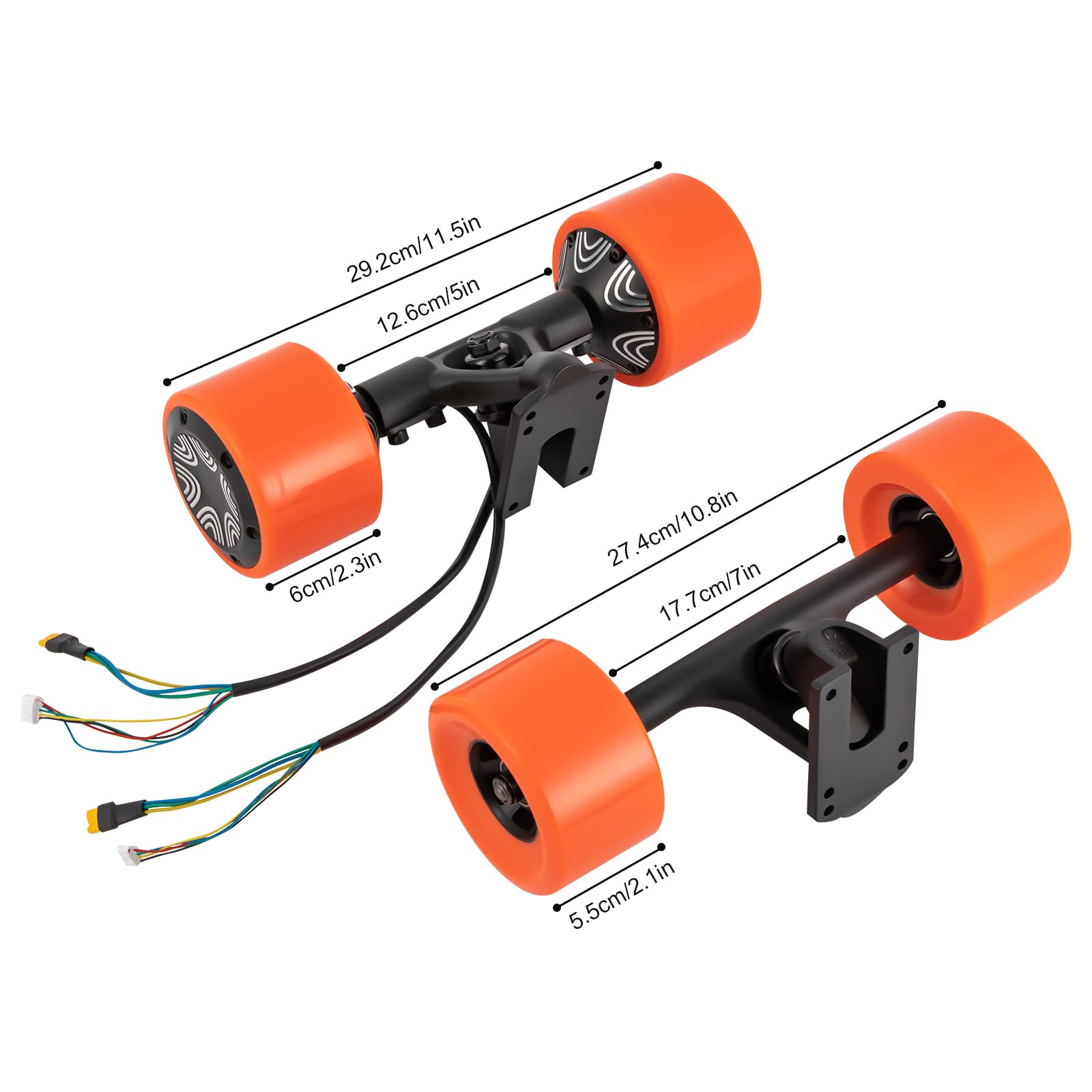 Skateboard électrique double moteur – Moteur brushless 250 W – Charge maximale : 220,46 kg – Étanche IP44 – Idéal pour les amateurs de skateboard et les trajets