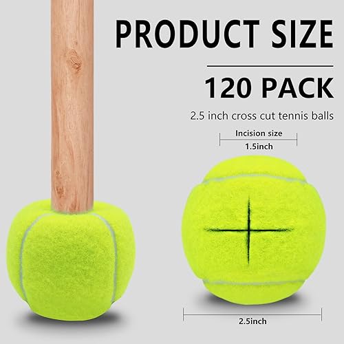 Miniatura 2 de Magicorange Paquete de 120 pelotas de tenis precortadas a granel para sillas, pelotas de tenis de 2.5 pulgadas, fundas para patas de sillas para