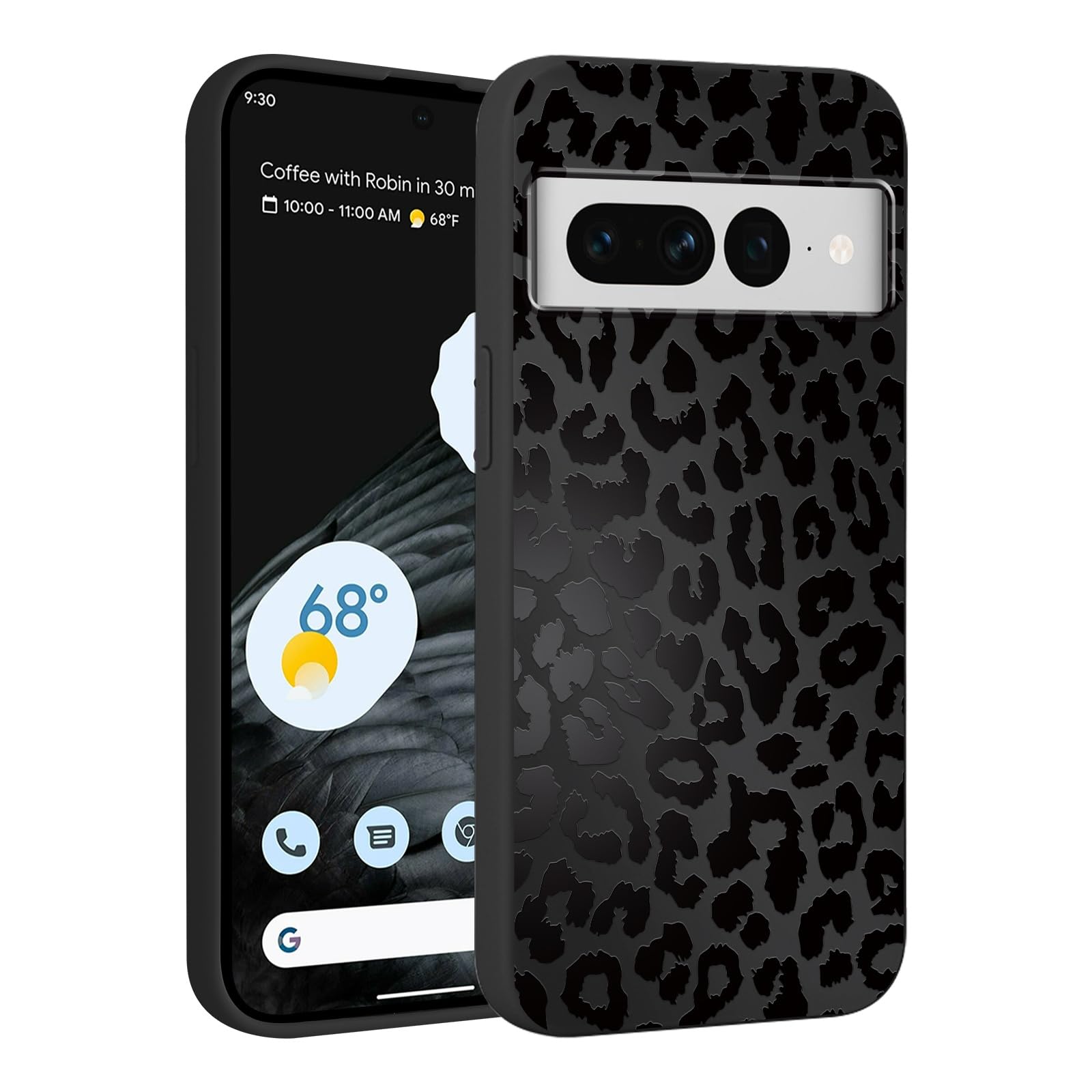 Case for Google Pixel 7 Pro 5G 6.7 Inch, Leopard Pattern Aesthetic Case Girls Women Drawing Case, Slim Soft Silicone TPU Bumper Cover Shockproof Protection Cover for Pixel 7 Pro, Black 1
