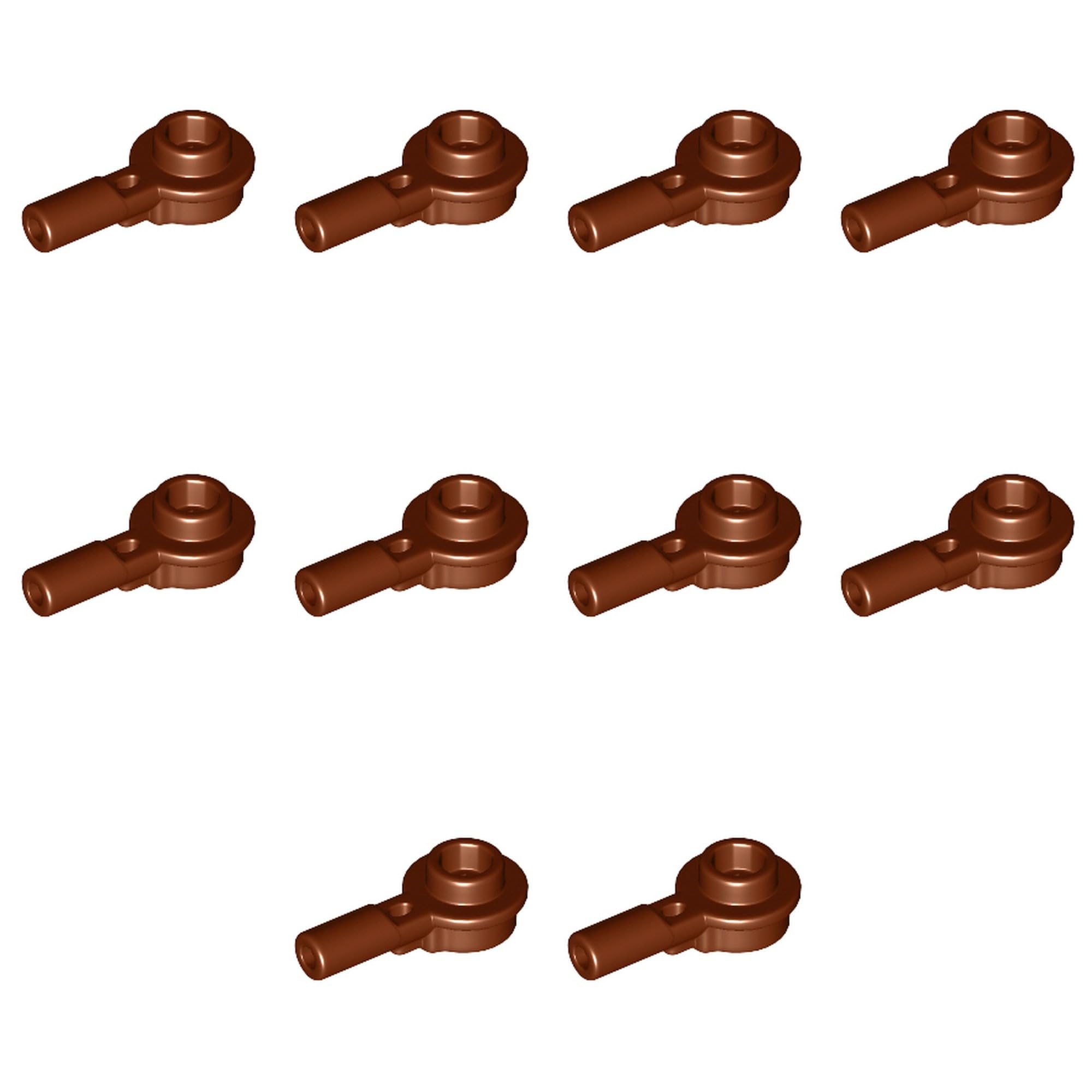 LEGO Bar 1L with 1 x 1 Round Plate with Hollow Stud, Part 32828 (Reddish Brown, 10, Bricks)