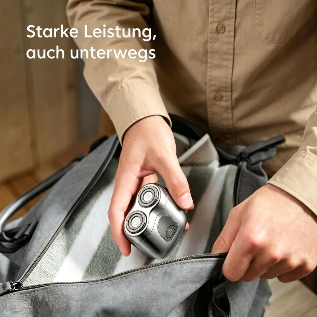 Skyworth Metz Elektrorasierer Herren, IPX7 Nass-Trocken Rasierer 8000 RPM, Magnetischer Scherkopf, Doppelring-Folien, 60 Min Laufzeit, 1h Schnellladung USB-C, Schwarz