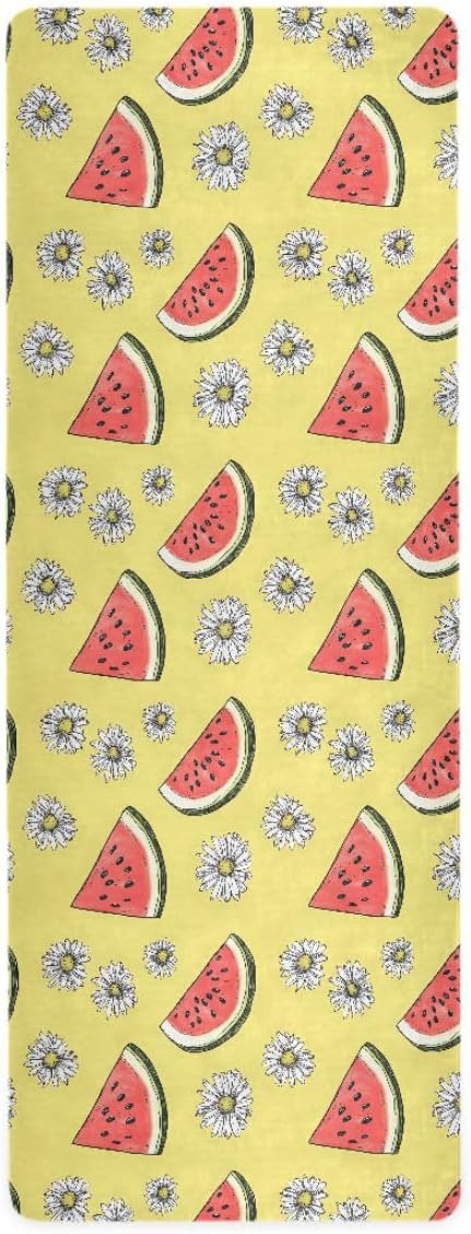 ALAZA Watermelon White Chrysanthemum Pattern Yoga Mat Non Slip Fitness Exercise Mat, Workout Mat for Yoga, Pilates and Floor Exercises