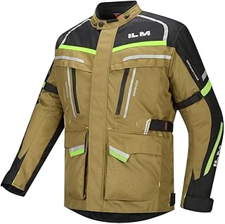 ILM Men's Street Motorcycle Jacket with CE Armor and Detachable Thermal Liner All Season Waterproof Adventure Touring Jack...