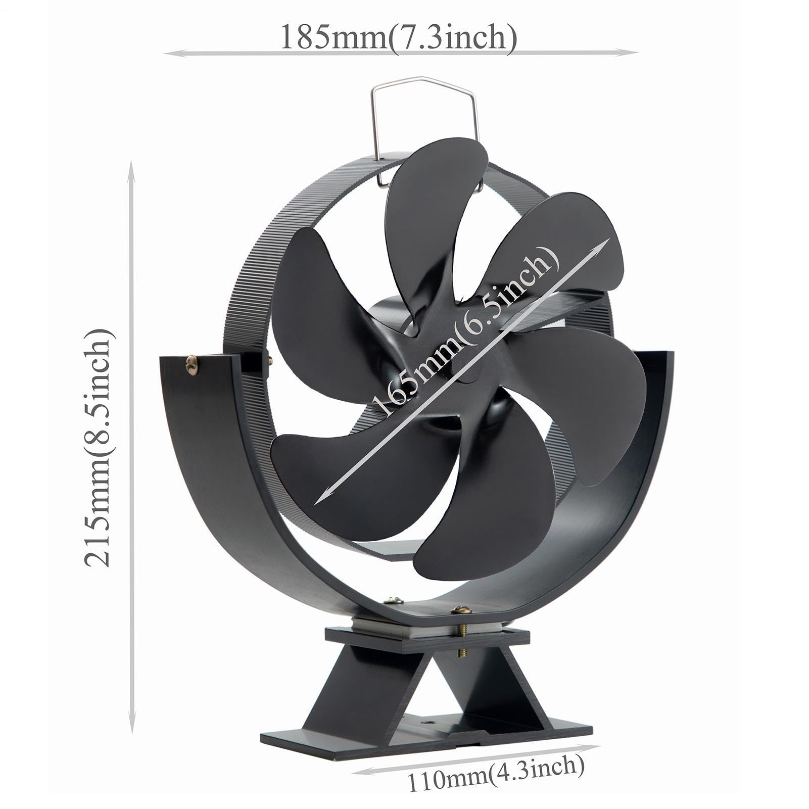Ventilatore per stufa a legna, robusto ventilatore di circolazione 'aria | calda, girevole a 360 gradi, distribuzione efficiente del calore, riscaldato, silenzioso, alimentato a calore, 6