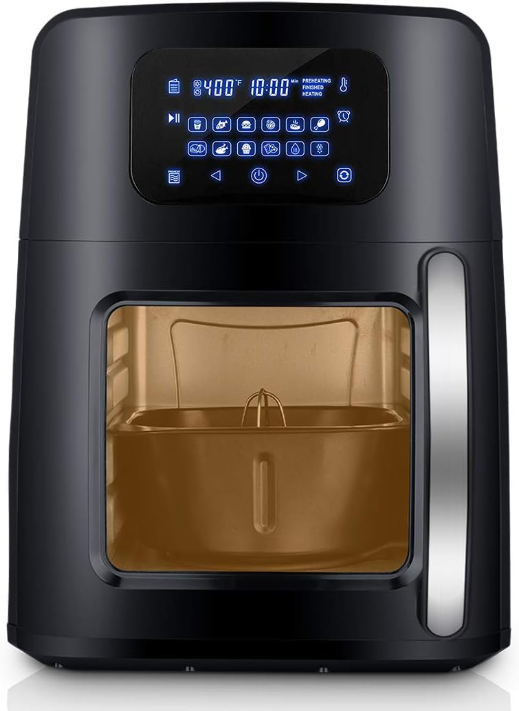 SARKI Air Fryer XL, 6-Piece Accessories Air Oven with 12 Quart Capacity, 12 Pre-set Settings, Large Viewing window, Rapid Air Circulating Technology - 1700W /110V (Air Fryer-Upgraded)