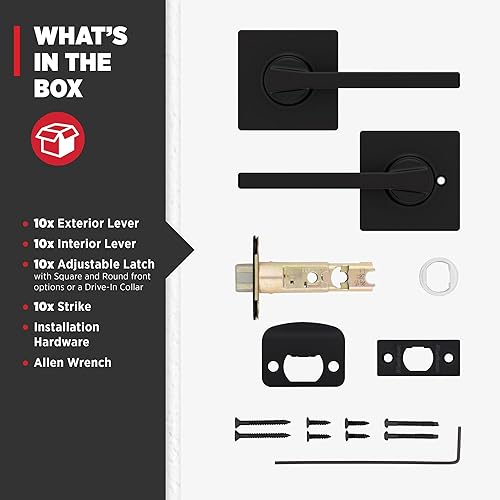 Miniatura 70 de Kwikset Casey - Manija de bloqueo de puerta de entrada, entrada exterior con llave segura, mango reversible, tecnología de seguridad SmartKey Re-Key