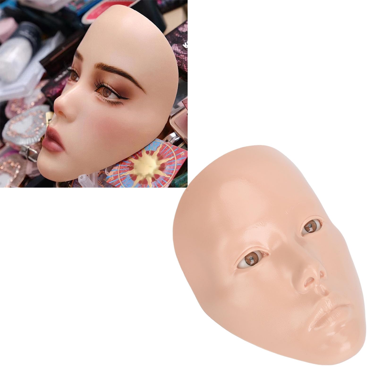 Generic 5D Makeup Practice Face Board Kit, 120 Farben Pinsel Mannequin (Rosa Haut)