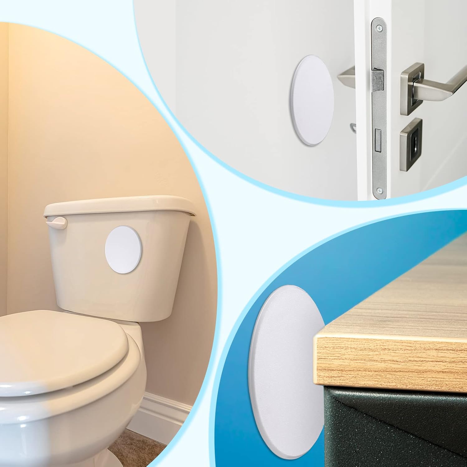 Nosiny 8 Pack Door Knob Protector Plastic 5 Inch White Self Adhesive Door Knob Protector Avoids Handle Damage (White)