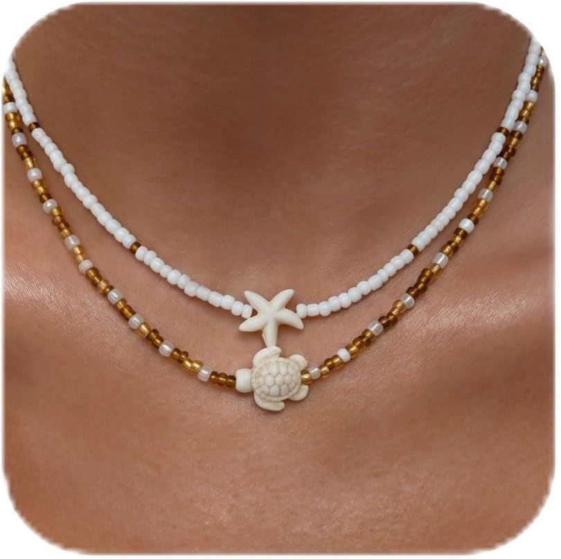 Muschelkette Damen Choker Boho Schwarz Verstellbar Cowrie Halskette Ethno Surfer Schmuck Geschenk