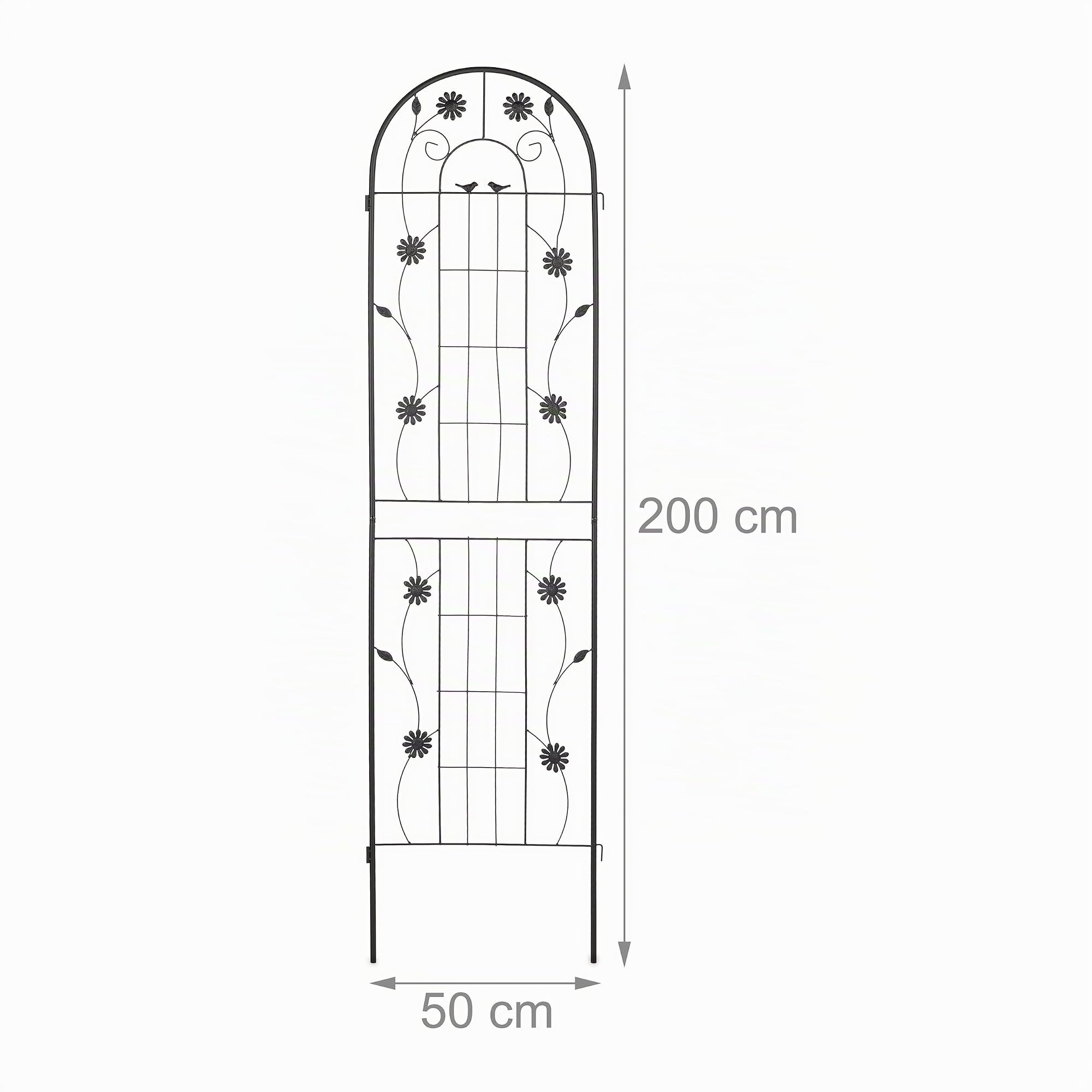 Relaxdays Rankgitter, 2er Set, 200 x 50 x 1,5 cm, Metall, Rankhilfe für Kletterpflanzen, freistehend, zum Stecken, schwarz
