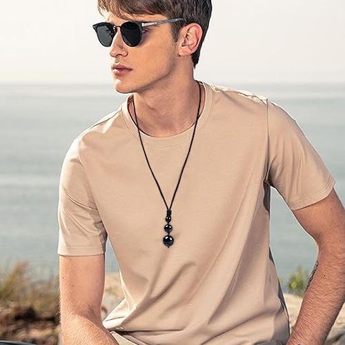 Miniatura 5 de Collares de cristal para mujeres y hombres, ojo de tigre, amatista y obsidiana, collar redondo para protección, cristales y piedras curativas,