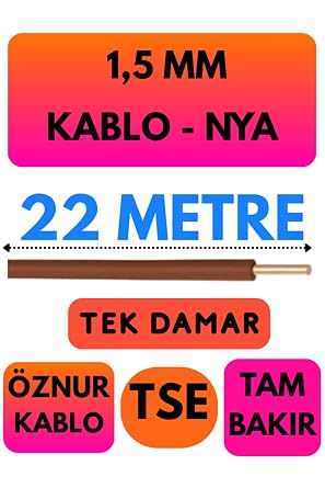 znur 1,5 MM NYA Kablo, 22 Metre, Kahverengi