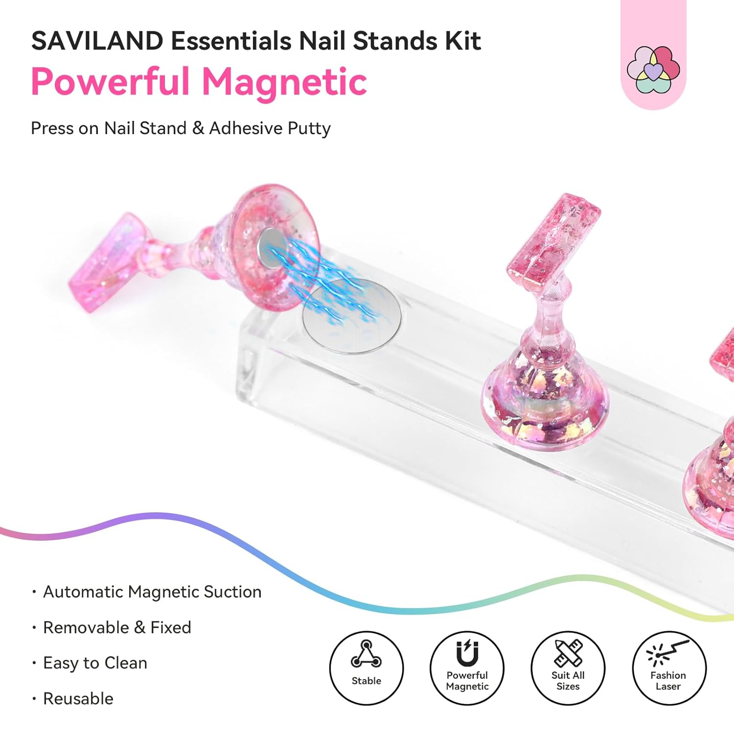 SAVILAND Monomer Acrylic Nail Liquid – 8.11fl.oz Acrylic Liquid with 3PCS Brushes SAVILAND 3 Set Essentials Nail Stand for Press Ons :Powerful Magnetic Nail Holder for Painting Nails Stand Fake Nail S