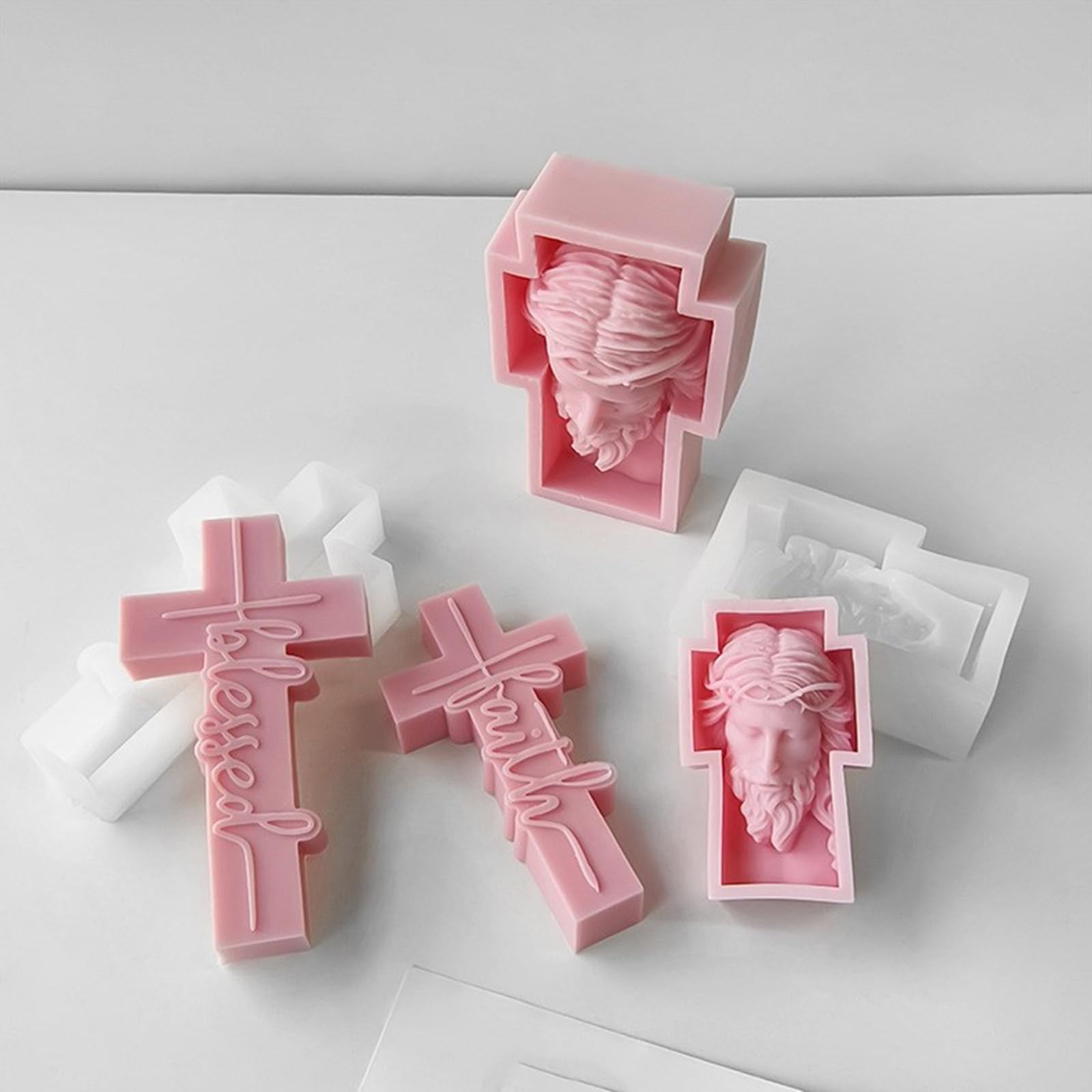 3D Cruces Estatua Molde de Silicona Único Busto Escultura Vela Moldes Resina Gitana Forma Mano Regalo Hecho A Mano Para Artesanía