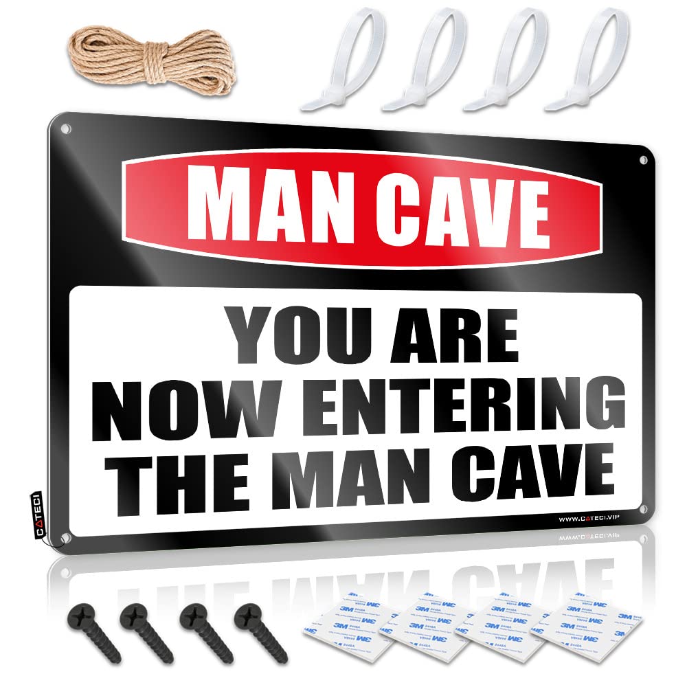 Caution! You Are Now Entering The Man Cave Neon Retro - Funny Wall Signs Gift For Gardener Vintage Wall Art(20X30CM)