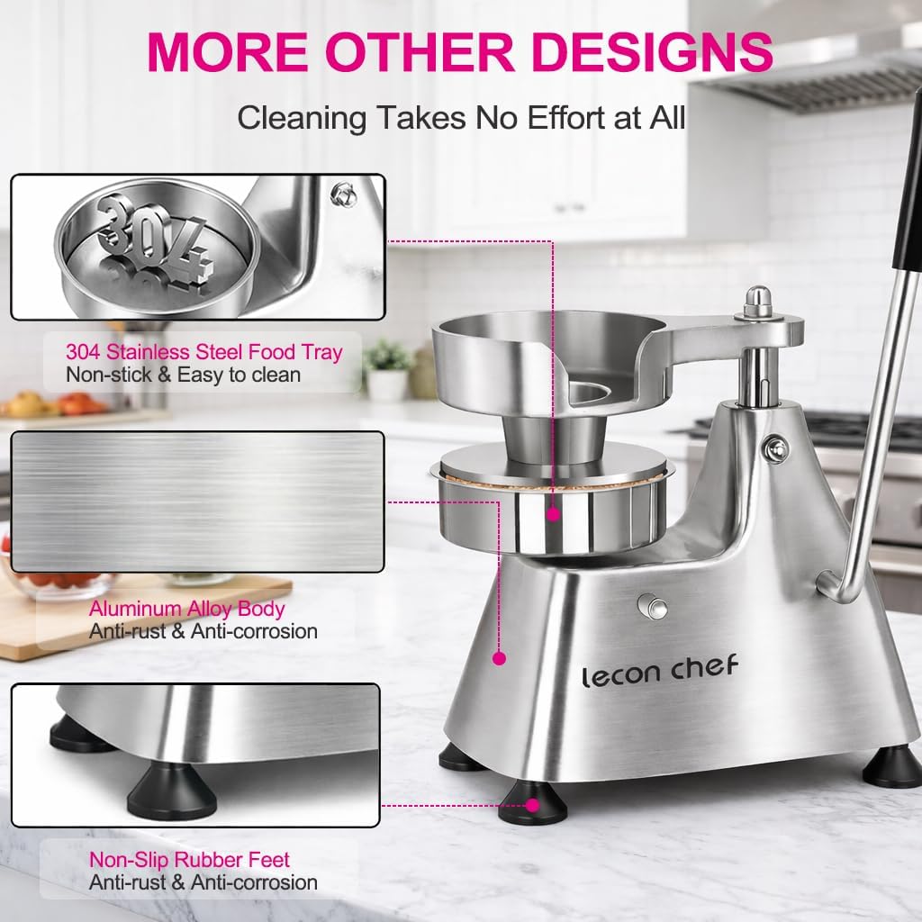 Commercial Burger Patty Maker 3 in 1, Hamburger Press Patty Maker with 4/5/6 Inch Interchangeable Molds, Meat Forming Processor, 1200 PCS Patty Papers for Beef Pork Chicken Patty