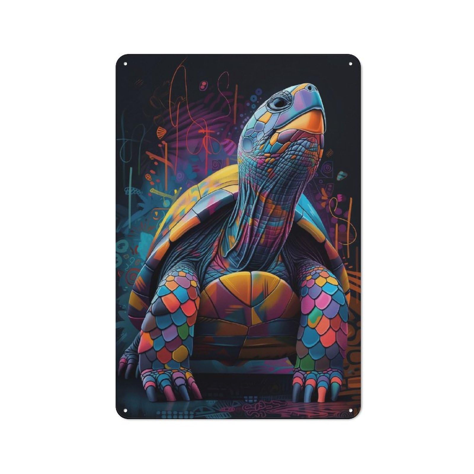 Junmoney Colorful Turtle Vintage Tin Sign 30X20cm Featuring Porch Wall Decor For Patio Bar, Workshop, Shed Or Kitchen